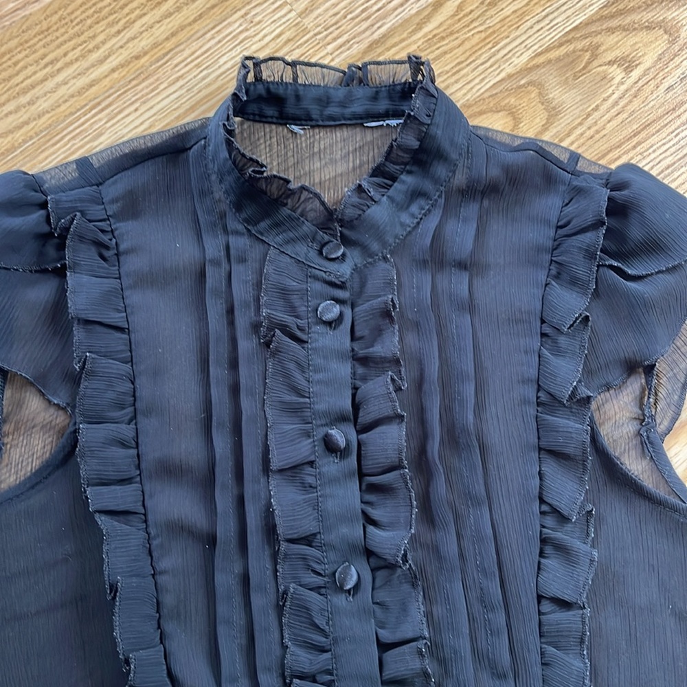 Black Ruffled Top - Picture 2 of 4